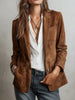 Button-Front Suede Blazer