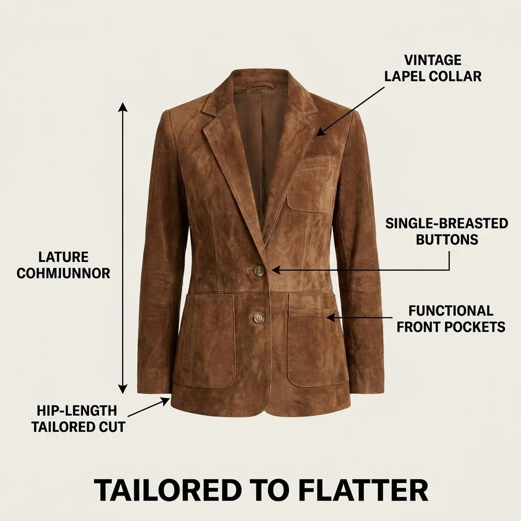 Button-Front Suede Blazer