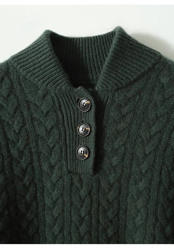 Button-Up Cable Knit Sweater