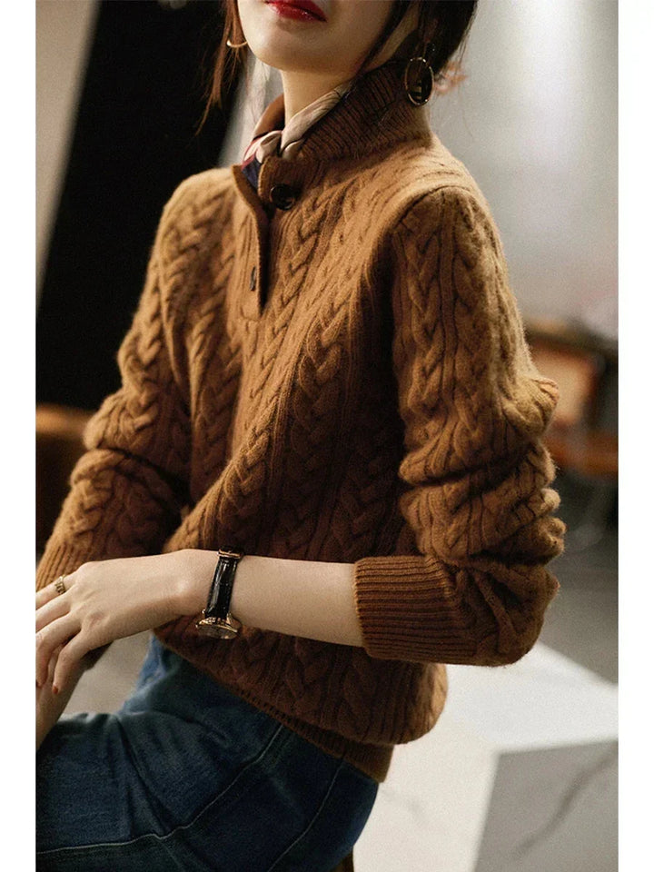 Button-Up Cable Knit Sweater