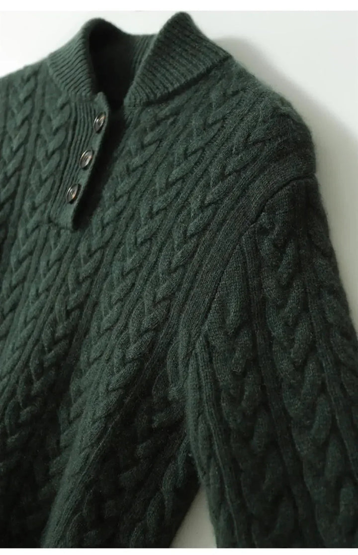Button-Up Cable Knit Sweater