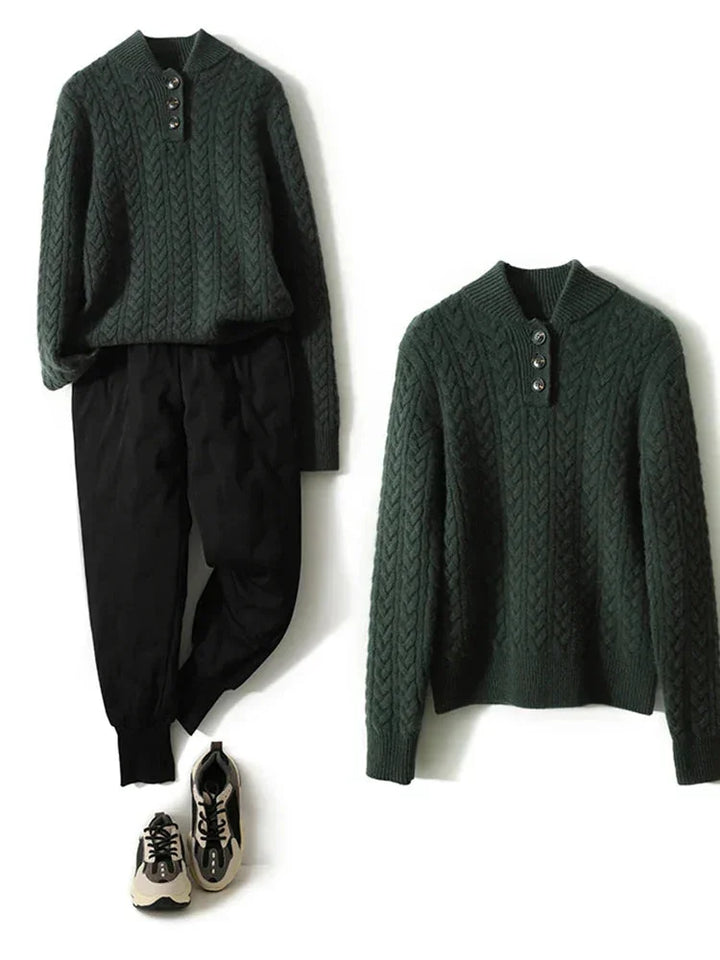 Button-Up Cable Knit Sweater