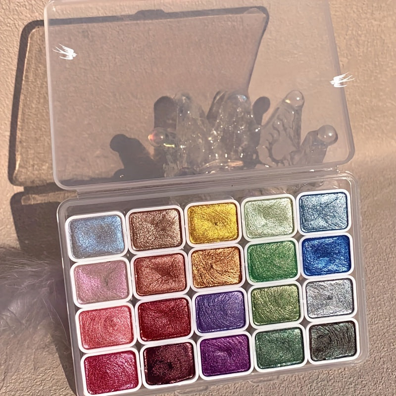 Pearlescent Watercolour Set – 20 Colors in Solid Form for Painting and Calligraphy