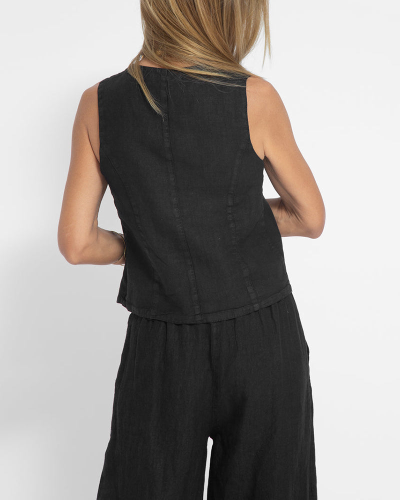 Linen 2-Piece Set with Wide-Leg Pants and Waistcoat – Alma