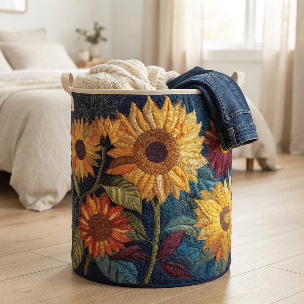 Lined Floral Laundry Basket with Sturdy Handles, Freestanding Fabric Laundry Basket