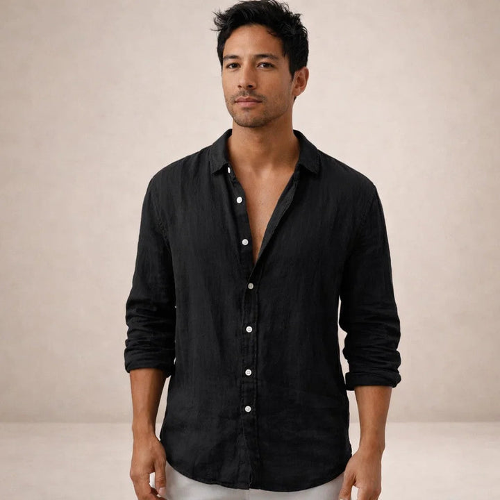 Men's Linen Casual Shirt with Button Placket in Regular Fit
