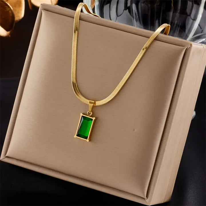 Elegant gold necklace with moon and cubic zirconia