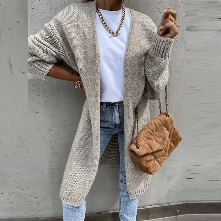Cashmere Ribbed Knit Long Cardigan for Women