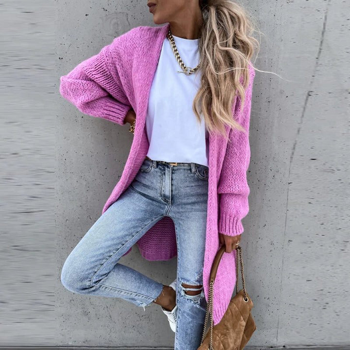 Cashmere Ribbed Knit Long Cardigan for Women