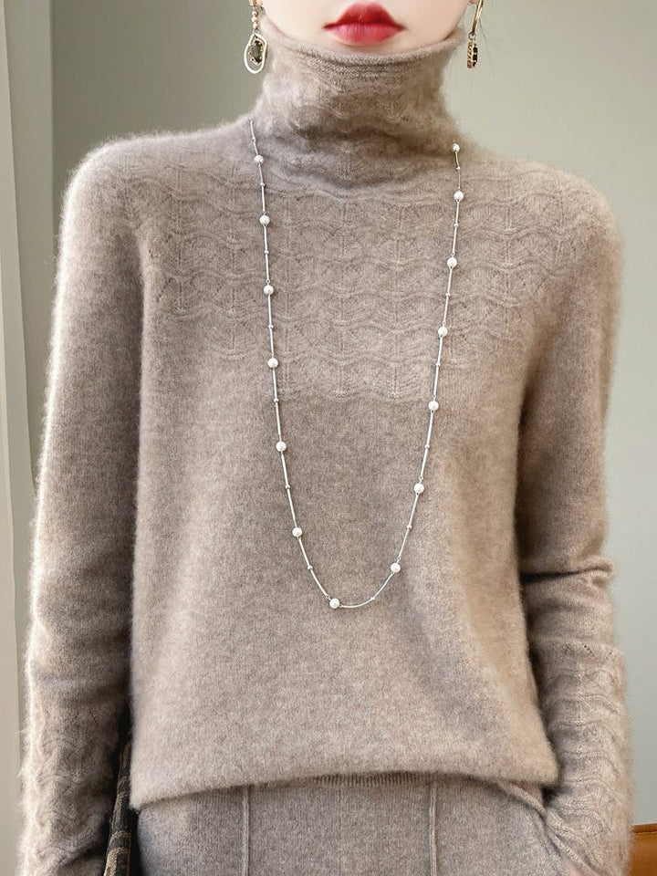 Cashmere Turtleneck Sweater with Textured Knit for Women