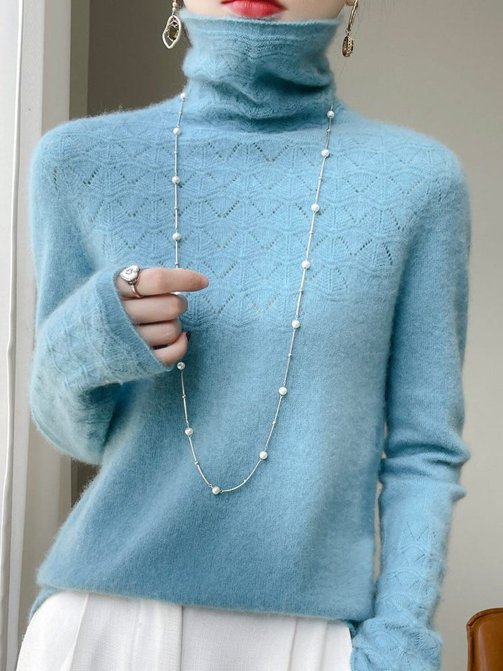 Cashmere Turtleneck Sweater with Textured Knit for Women