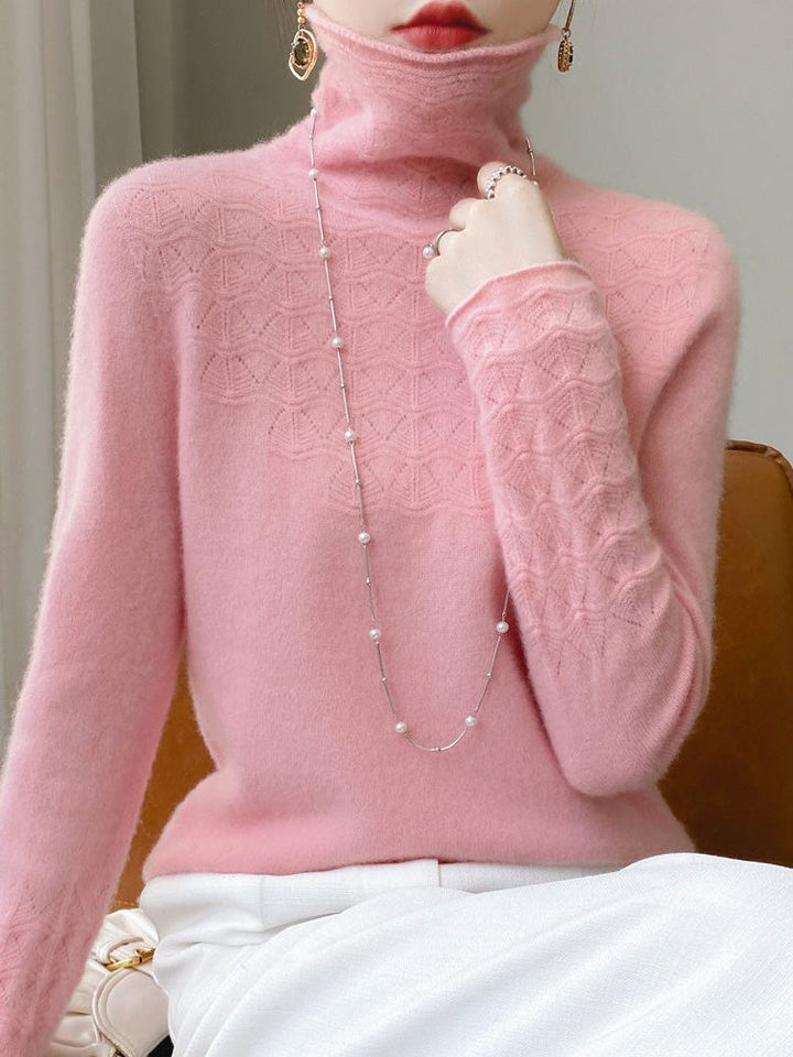 Cashmere Turtleneck Sweater with Textured Knit for Women