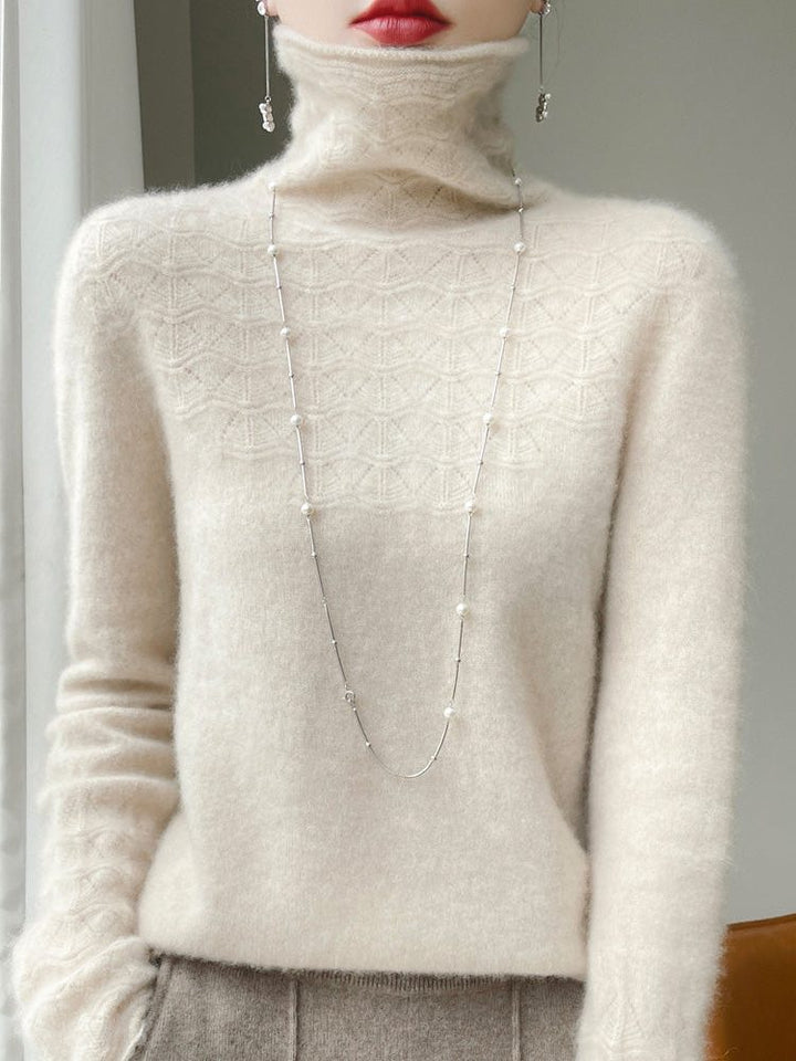 Cashmere Turtleneck Sweater with Textured Knit for Women