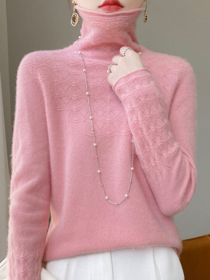 Cashmere Turtleneck Sweater with Textured Knit for Women