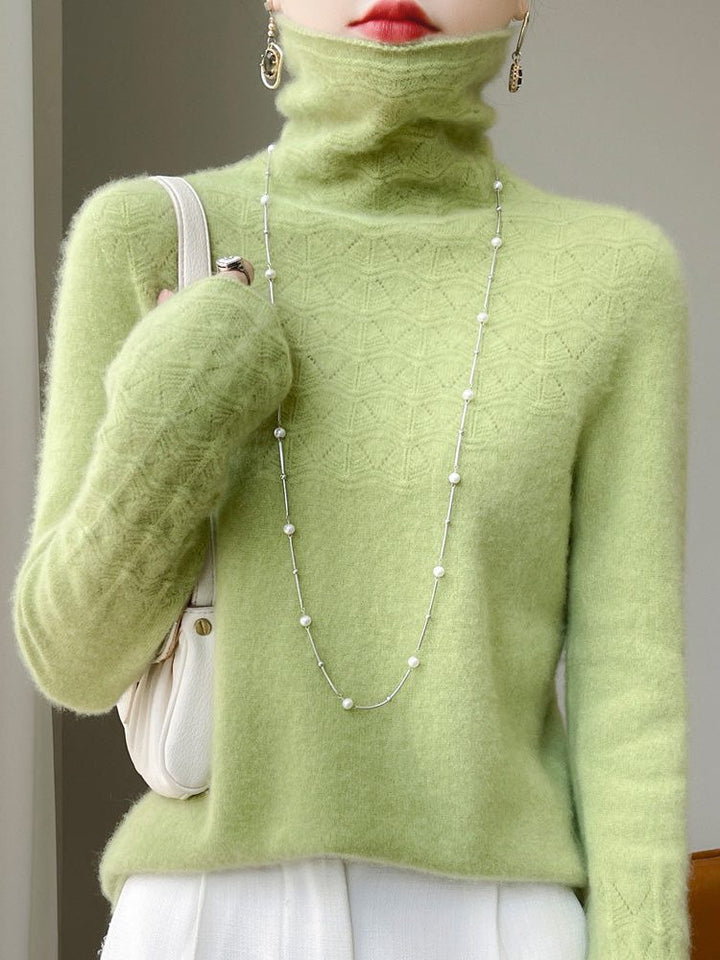 Cashmere Turtleneck Sweater with Textured Knit for Women