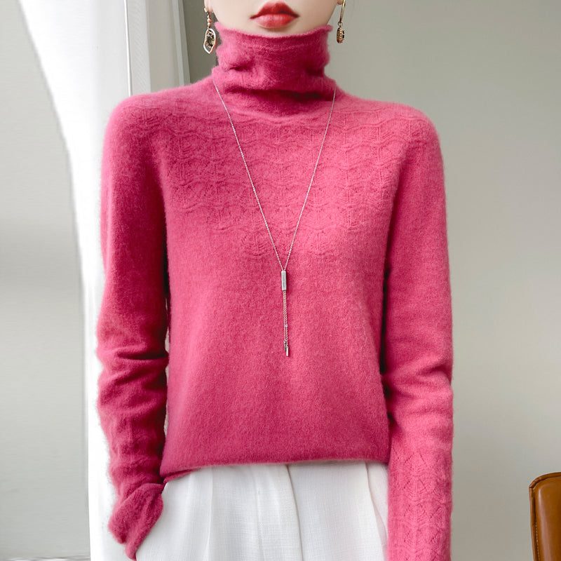 Cashmere Turtleneck Sweater with Textured Knit for Women