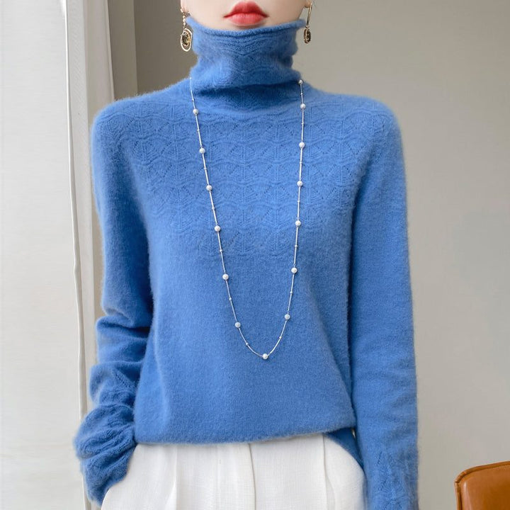 Cashmere Turtleneck Sweater with Textured Knit for Women