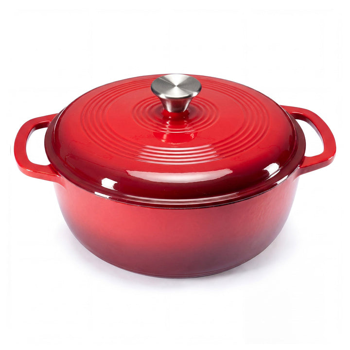 Cast Iron Dutch Oven Pot for Bread Baking and Braising with Dual Handles 6 Quart