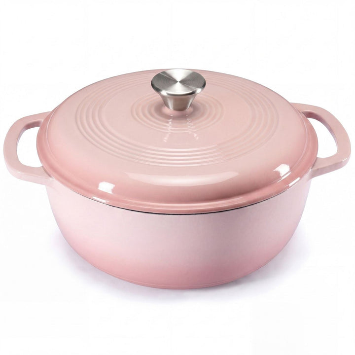 Cast Iron Dutch Oven Pot for Bread Baking and Braising with Dual Handles 6 Quart