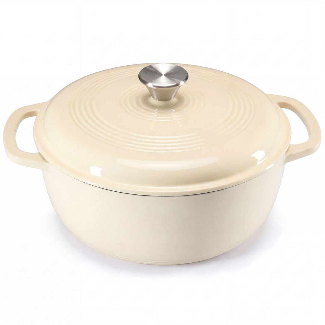 Cast Iron Dutch Oven Pot for Bread Baking and Braising with Dual Handles 6 Quart