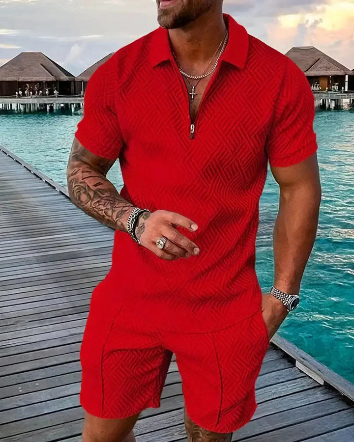 Casual Zipper Collar Summer Tracksuit Outfit