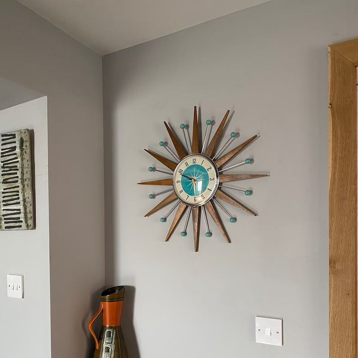 Mid-Century Handmade Wall Clock | Retro Wall Décor, Silent and Battery-Powered