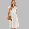 Women's Flowy V-Neck Ruffled Midi Dress