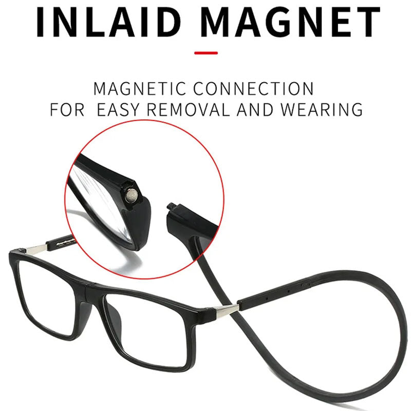 Reading Glasses with Magnetic Neck Hanger and Blue Light Filter with Anti-Loss Design