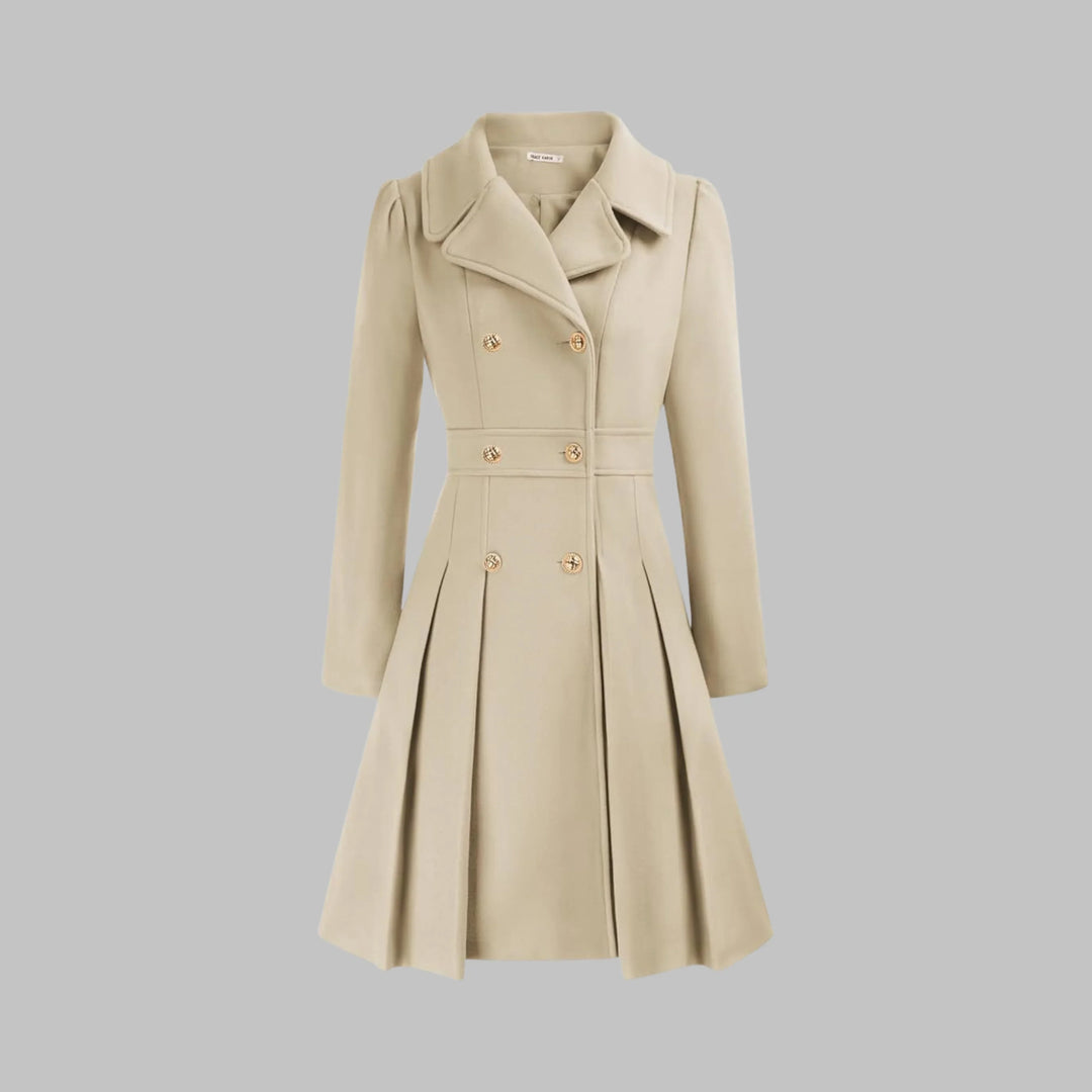 Double-Button Long Sleeve Tailored Coat