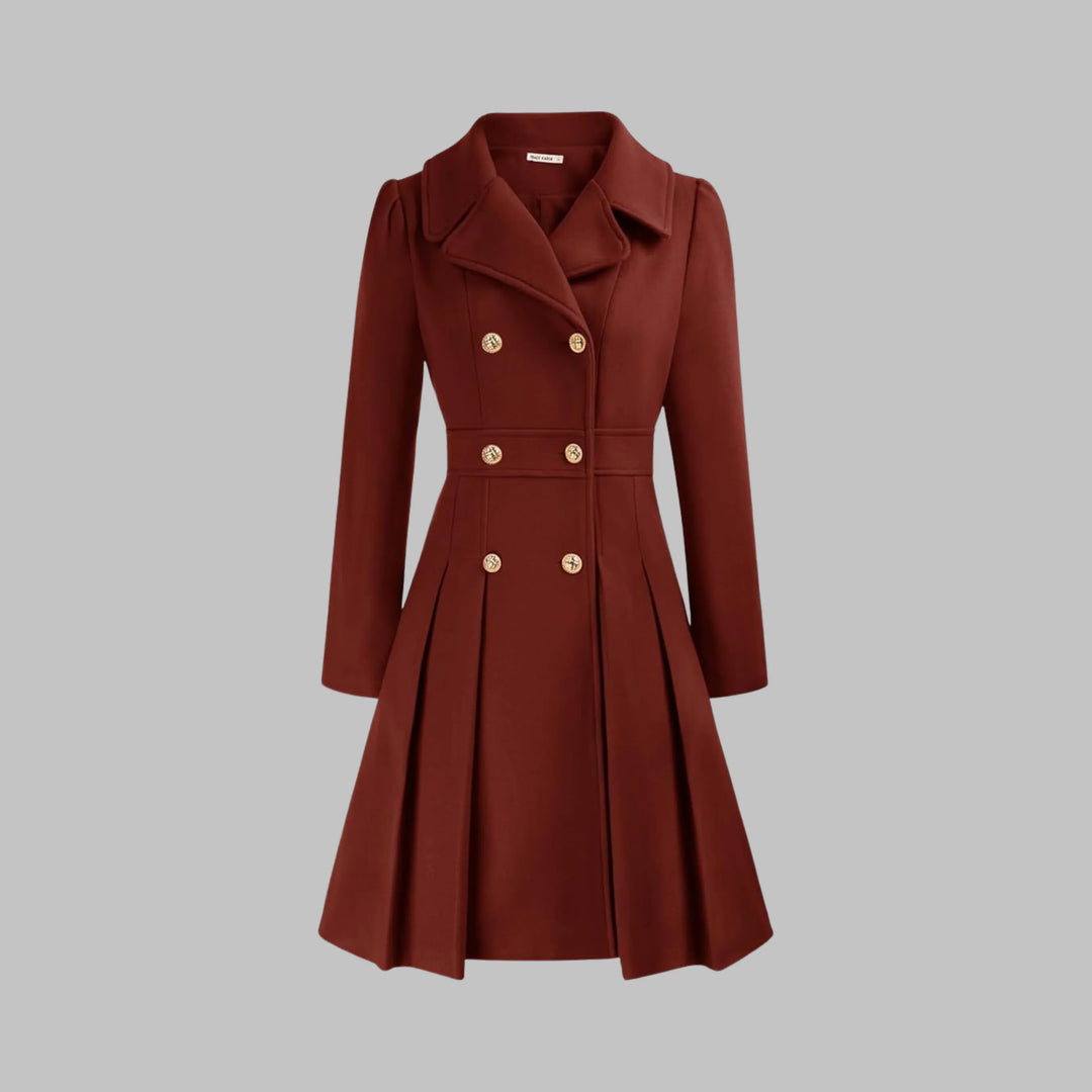 Double-Button Long Sleeve Tailored Coat