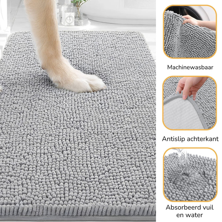 Absorbent non-slip dog door mat for muddy paws