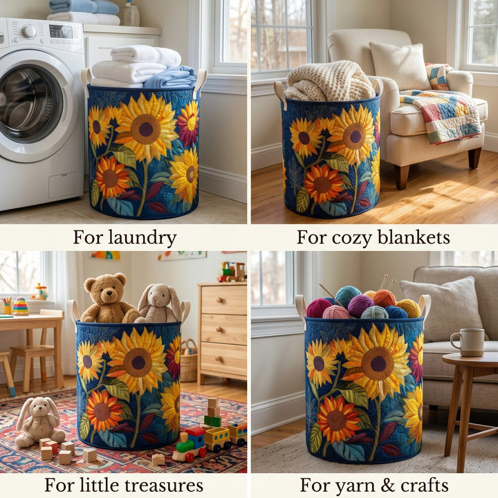 Lined Floral Laundry Basket with Sturdy Handles, Freestanding Fabric Laundry Basket