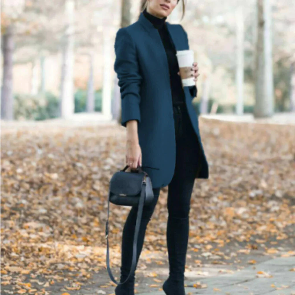 Women’s Stand-Collar Winter Coat  – Elegant Over-Layer with Classic Warmth