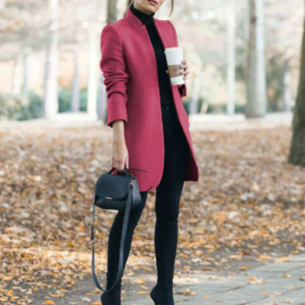 Women’s Stand-Collar Winter Coat  – Elegant Over-Layer with Classic Warmth