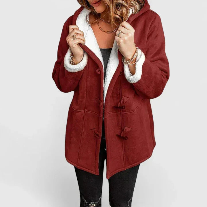 Suede-Look Toggle Hood Sherpa-Lined Jacket