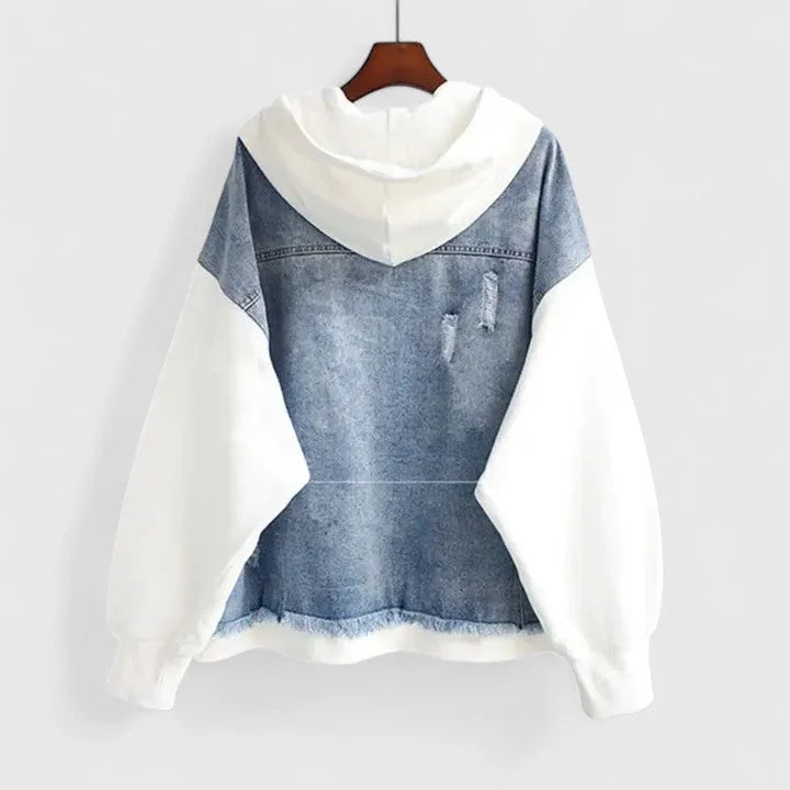 Colorblock Zip-Up Hooded Jacket with Contrast Sleeves