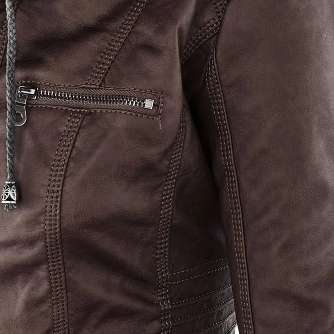 Zip-Up Hooded Jacket With Zippered Pockets