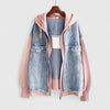 Colorblock Zip-Up Hooded Jacket with Contrast Sleeves