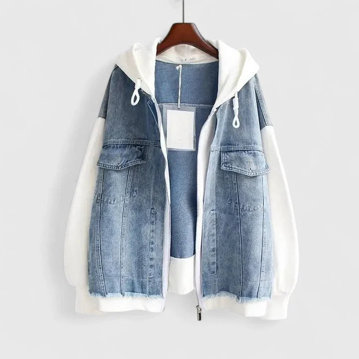 Colorblock Zip-Up Hooded Jacket with Contrast Sleeves