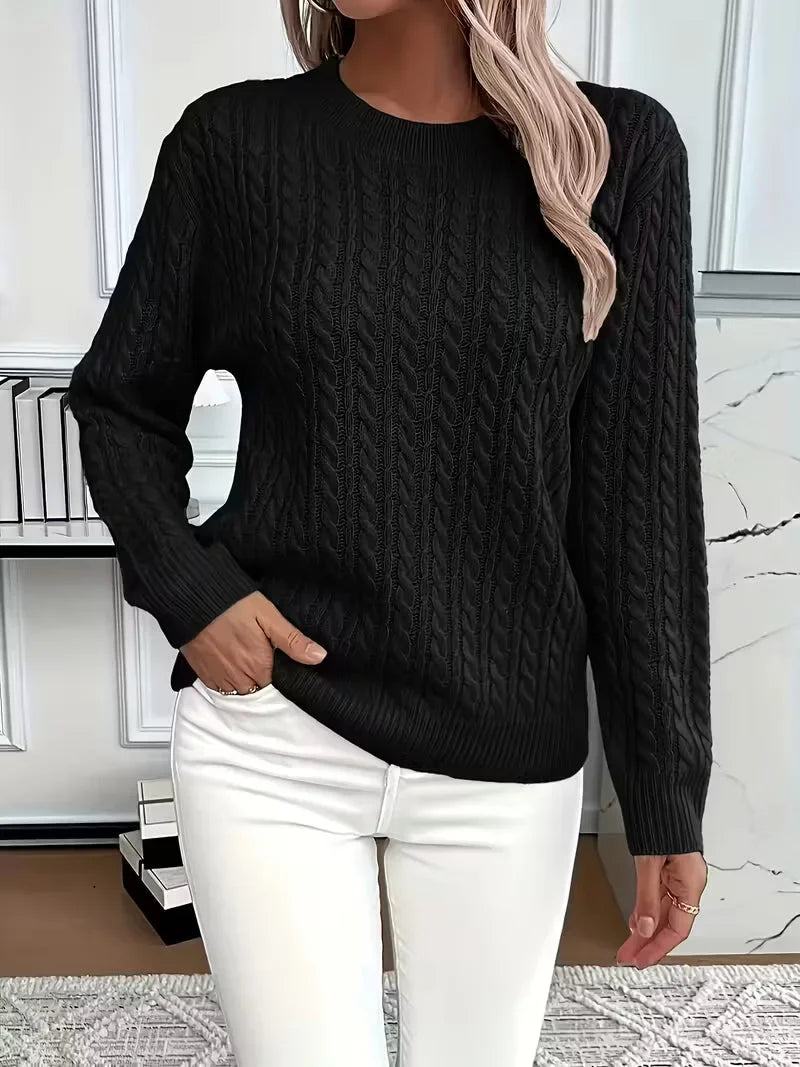 Cable Knit Crew Neck Sweater