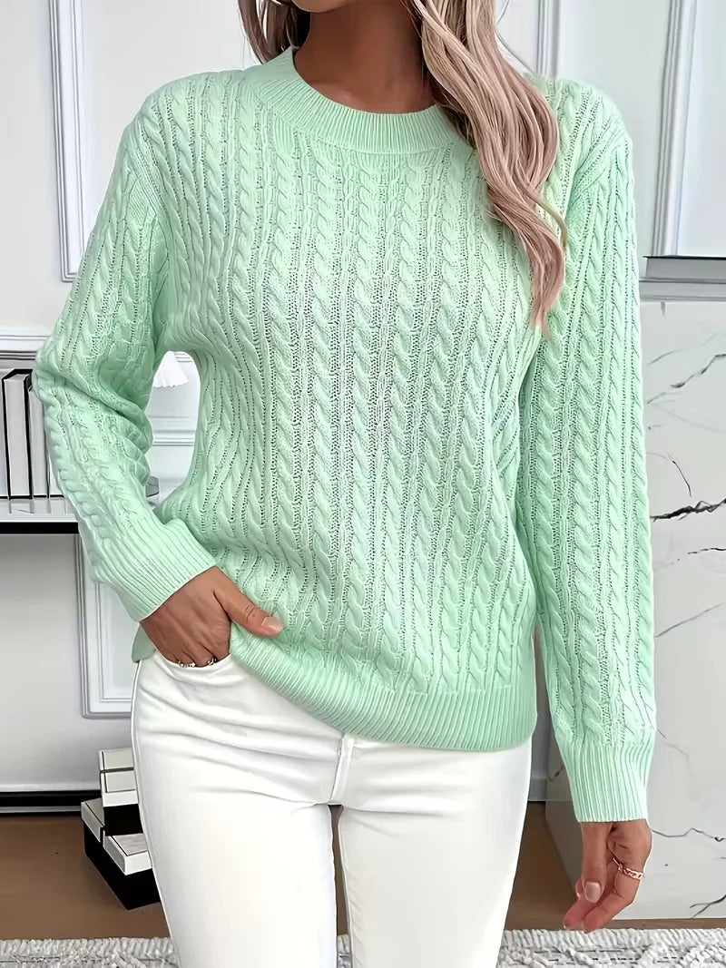 Cable Knit Crew Neck Sweater