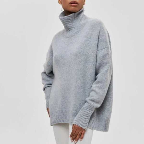 Knit Turtleneck Sweater with Ribbed Cuffs