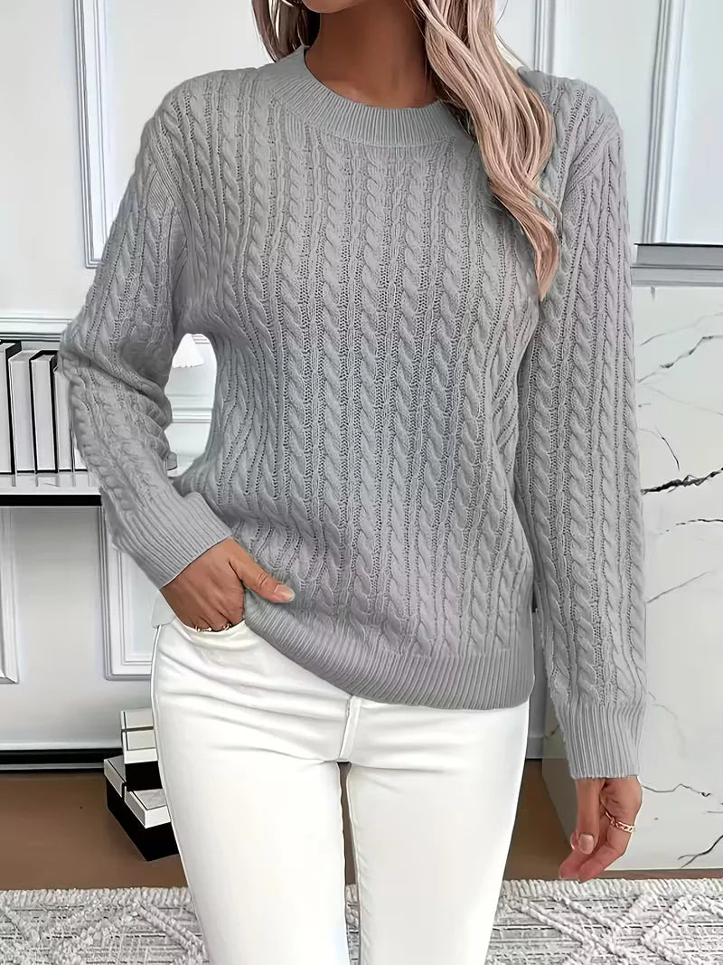 Cable Knit Crew Neck Sweater