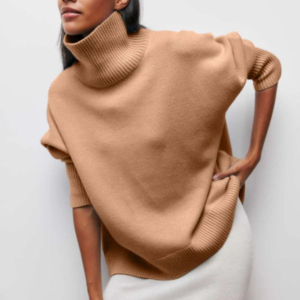 Knit Turtleneck Sweater with Ribbed Cuffs
