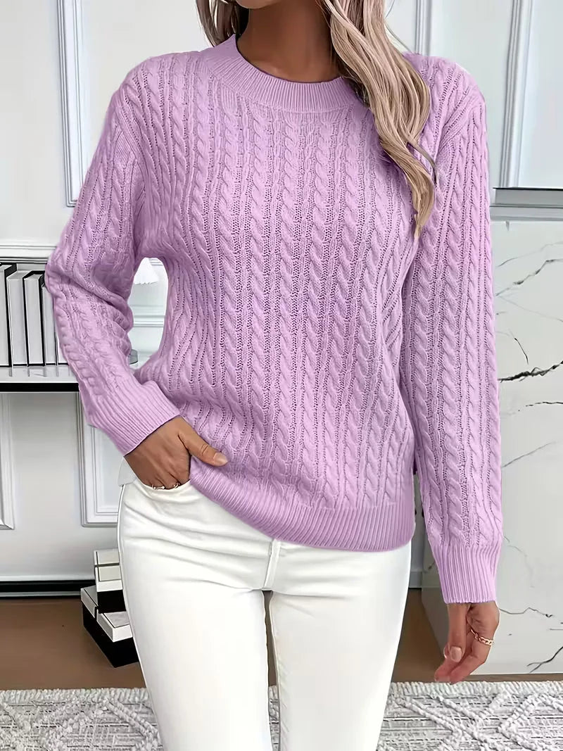 Cable Knit Crew Neck Sweater