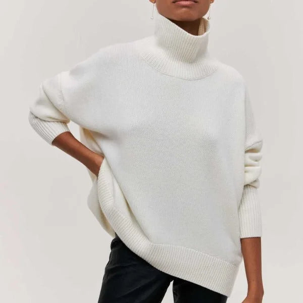 Knit Turtleneck Sweater with Ribbed Cuffs