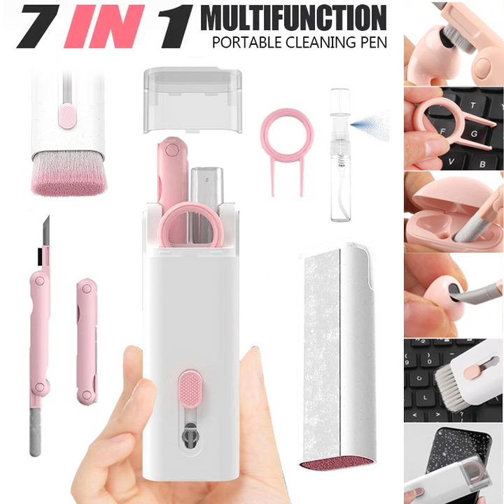 Computer Keyboard Cleaning Kit with Retractable Brush and Microfiber Cloth for Electronics