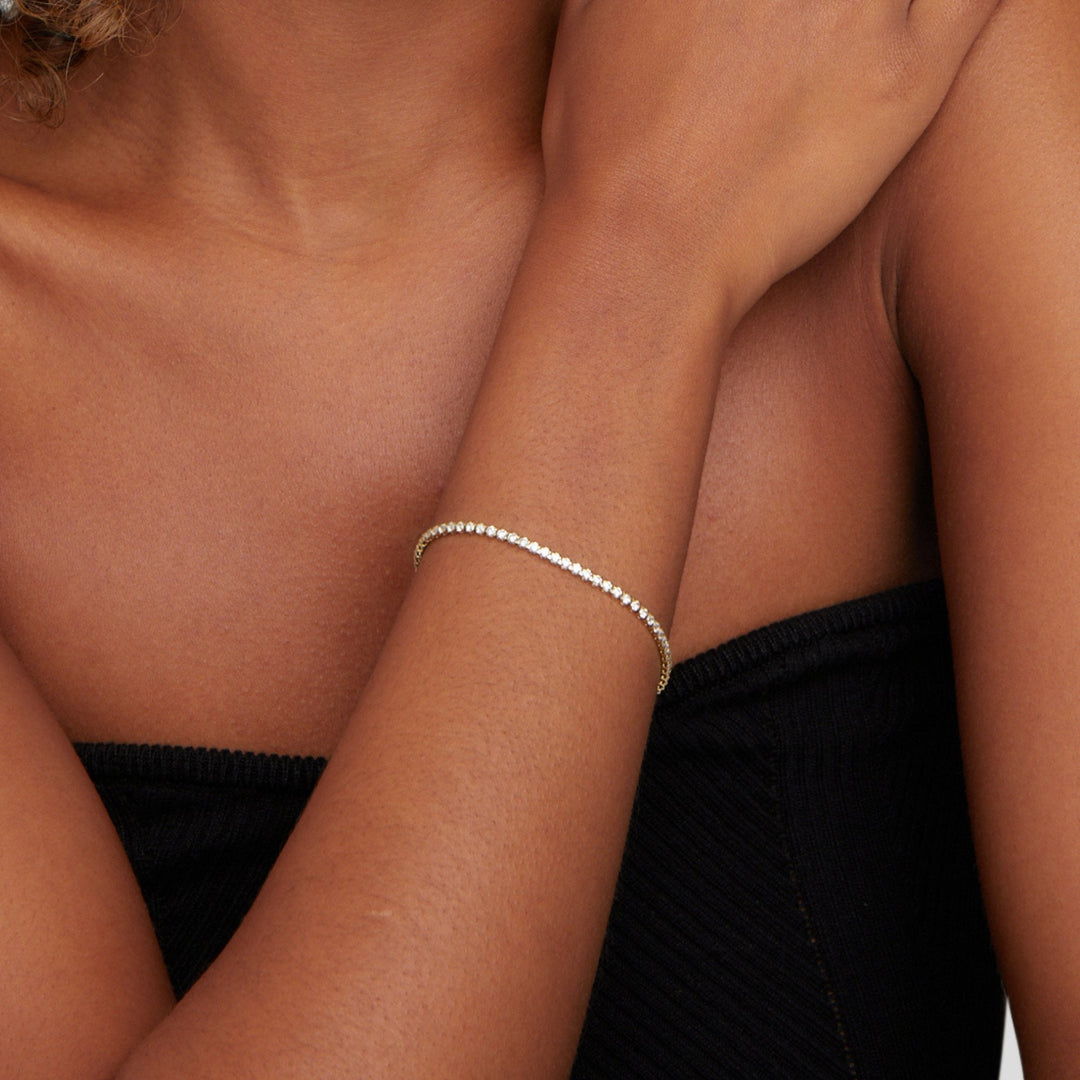 Elegant silver tennis bracelet with subtle cubic zirconia