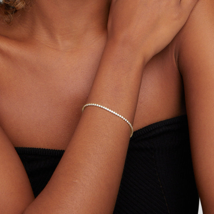Elegant silver tennis bracelet with subtle cubic zirconia