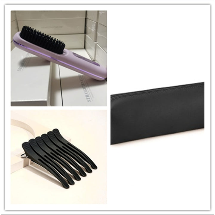 Cordless Hair Straightener Brush with Portable Wireless Design and Digital Temperature Display
